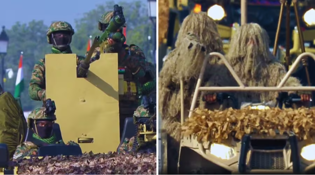 कर्तव्य पथ पर मार्च करते सैनिक और 'ऑपरेशन सिंदूर' की वीरता को दर्शाती भव्य झांकी।