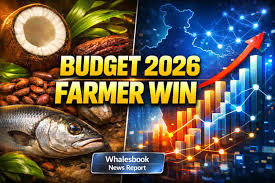 खेत में लहलहाती फसल और बजट घोषणाओं के साथ खुशहाल भारतीय किसान की तस्वीर।