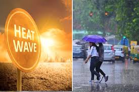 Weather map of Madhya Pradesh showing sun and rain clouds, representing the transition from heat to rain on March 18, 2026.