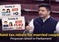 AAP MP Raghav Chadha speaking in Rajya Sabha about optional joint income tax filing for married couples.