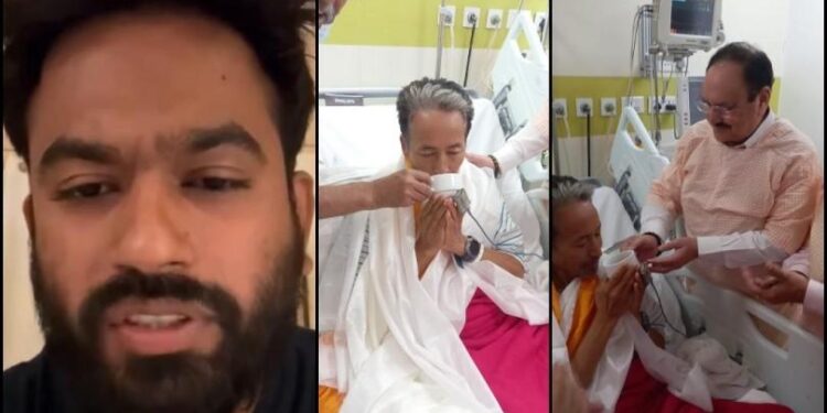 जंतर-मंतर पर धर्मेंद्र प्रधान के इस्तीफे के बाद छात्रों के साथ जश्न मनाते और मीडिया से बात करते CJP संस्थापक अभिजित दिपके।