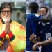 सोशल मीडिया के लाइव लोगो बैकग्राउंड के साथ सुबह के वक्त कंप्यूटर स्क्रीन पर टाइप करते और चिंतित मुद्रा में बैठे अभिनेता अमिताभ बच्चन की प्रतीकात्मक तस्वीर।