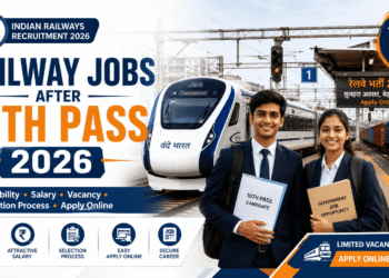 भारतीय रेलवे और विभिन्न सरकारी संस्थानों में 12,000 पदों पर निकली भर्ती के लिए ऑनलाइन फॉर्म भरते हुए युवा अभ्यर्थी का डिजिटल कोलाज।