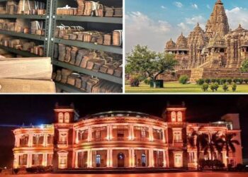 भोपाल के रवींद्र भवन और सांची स्तूप की पृष्ठभूमि में BRICS 2026 संस्कृति मंत्रियों के सम्मेलन की प्रतीकात्मक तस्वीर।