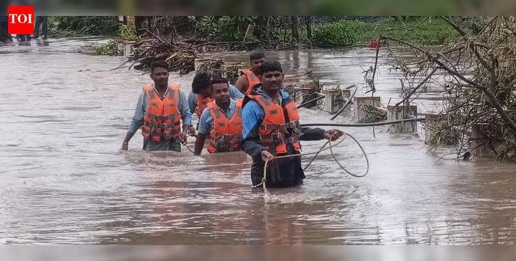 भोपाल में मूसलाधार बारिश के बाद जलभराव और बाणगंगा क्षेत्र में जल निकासी का निरीक्षण करते कलेक्टर प्रियंक मिश्रा।