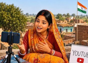ग्रामीण भारत में स्मार्टफोन से यूट्यूब वीडियो शूट करते स्थानीय क्रिएटर और आईआईएम इंदौर की रिसर्च की प्रतीकात्मक तस्वीर।