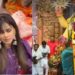 मुंबई के प्रसिद्ध लालबागचा राजा पंडाल में भगवान गणेश के चरणों में शीश नवाते रितेश देशमुख और पर्पल एथनिक सूट में जेनेलिया डिसूजा।