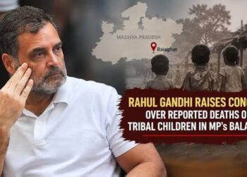 लोकसभा में नेता प्रतिपक्ष राहुल गांधी और मध्य प्रदेश के बालाघाट जिले में आदिवासी बहुल प्रभावित स्वास्थ्य केंद्र की तस्वीर।