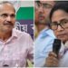 वरिष्ठ कांग्रेस नेता अधीर रंजन चौधरी और तृणमूल कांग्रेस प्रमुख ममता बनर्जी का कोलाज।